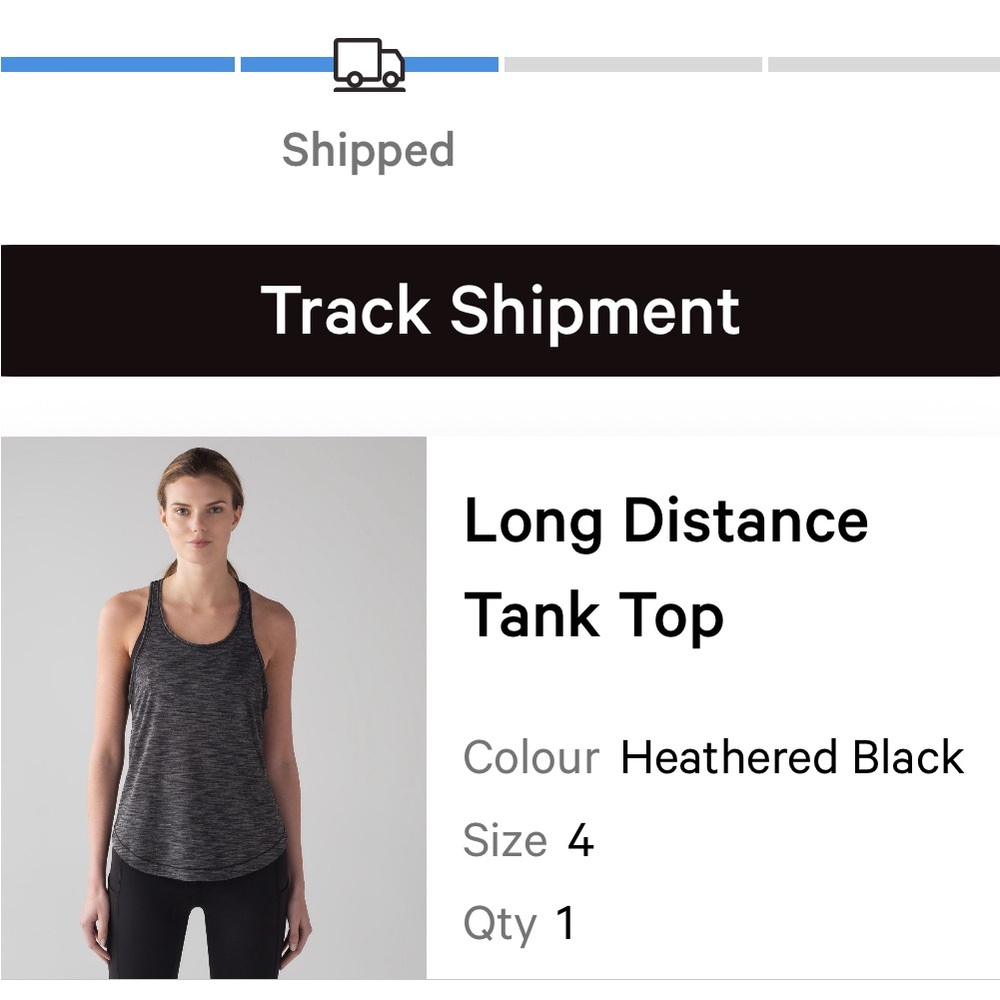 Lululemon Long Distance Tank Top Size 4 Heathered Black Grey Mesh
